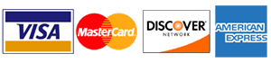 We accept Visa, Mastercard, American Express, and Discover